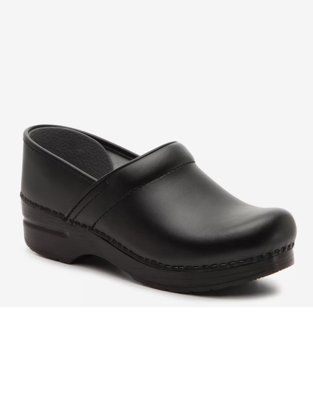 Dansko Black Leather Slip-On Clog